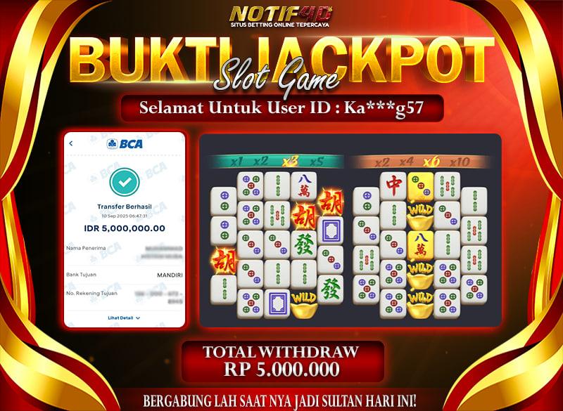 Jackpot Mahjong-ways NOTIF4D – 10 September : Rp 5,000,000 Langsung Cair!
