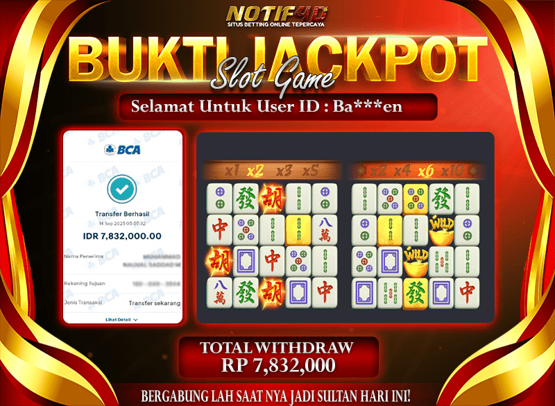 Jackpot Mahjong-ways NOTIF4D – 14 September : Rp 7,832,000 Langsung Cair!