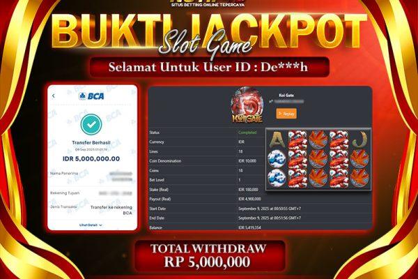 Jackpot Koi Gate NOTIF4D – 09 September : Rp 5,000,000 Langsung Cair!