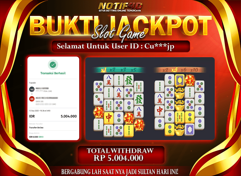 Jackpot Mahjong-ways NOTIF4D – 13 September : Rp 5,004,000 Langsung Cair!