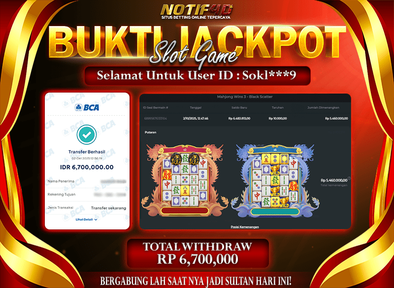 Jackpot Mahjong Wins 3 - Black Scatter NOTIF4D – 02 October 2025 : Rp 6,700,000 Langsung Cair!