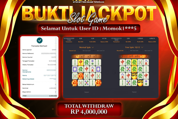 Jackpot Mahjong Ways NOTIF4D – 02 October 2025 : Rp 4,000,000 Langsung Cair!