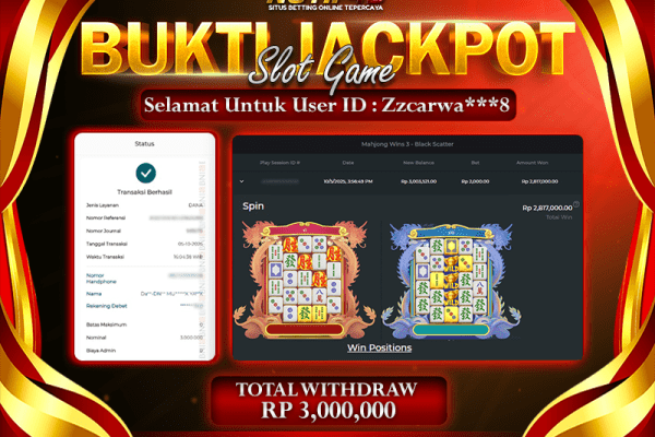 Jackpot Mahjong Wins 3 - Black Scatter NOTIF4D – 05 October 2025 : Rp 3,000,000 Langsung Cair!
