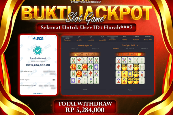 Jackpot Mahjong Ways NOTIF4D – 06 October 2025 : Rp 5,284,000 Langsung Cair! Jackpot Mahjong Ways NOTIF4D – 06 October 2025 : Rp 5,284,000 Langsung Cair!