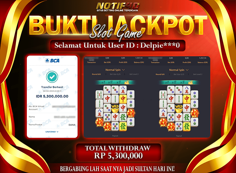 Jackpot Mahjong Ways NOTIF4D – 04 October 2025 : Rp 5,300,000 Langsung Cair!