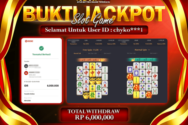 Jackpot Mahjong Ways NOTIF4D – 01 Oktober 2025 : Rp 6,000,000 Langsung Cair!